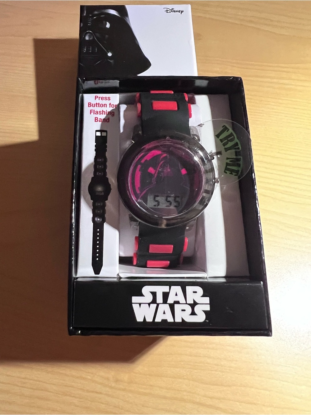 0128: Star Wars Darth Vader Black and Red Kids Digital Watch with Flashing Band